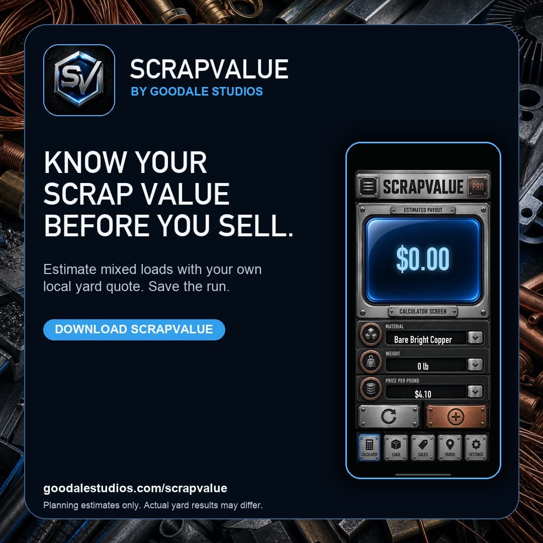 ScrapValue campaign artwork with the real calculator interface