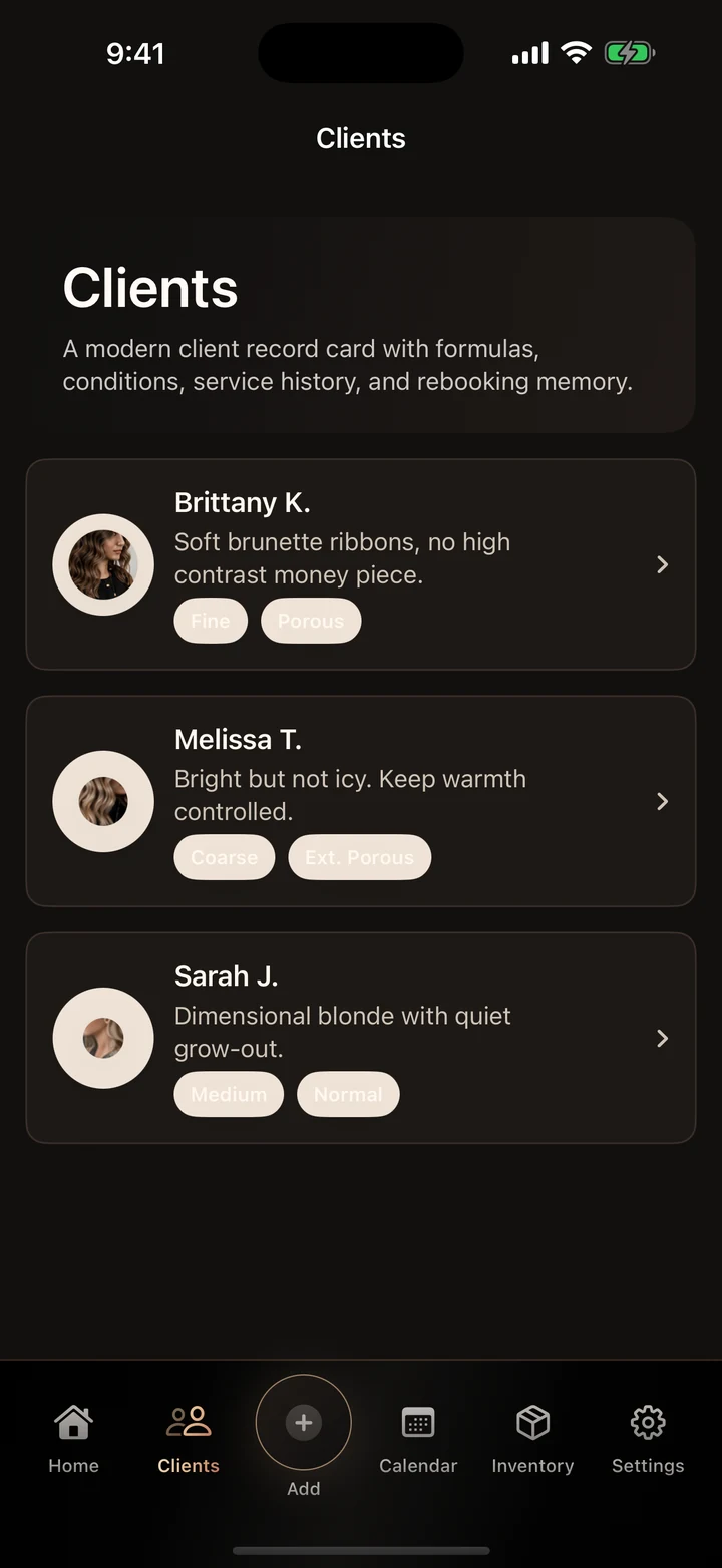 Evellure client list with searchable beauty business records
