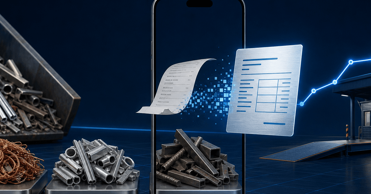 Stainless steel separated from mixed ferrous scrap beside a ScrapValue record